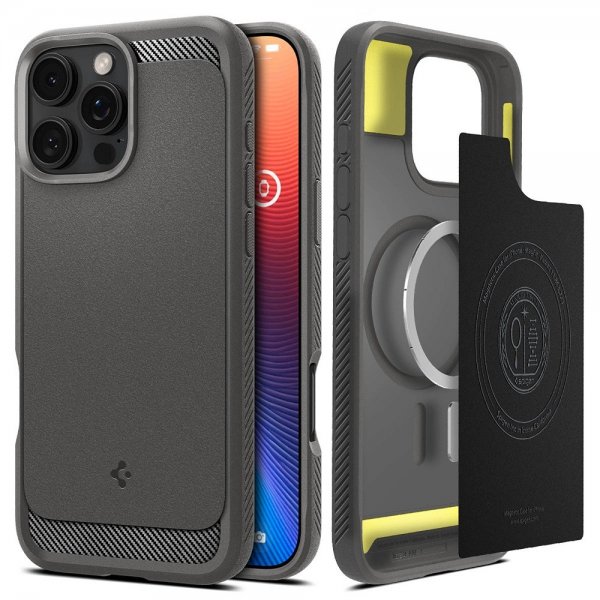 Spigen iPhone 16 Pro Skal Rugged Armor MagFit Grå