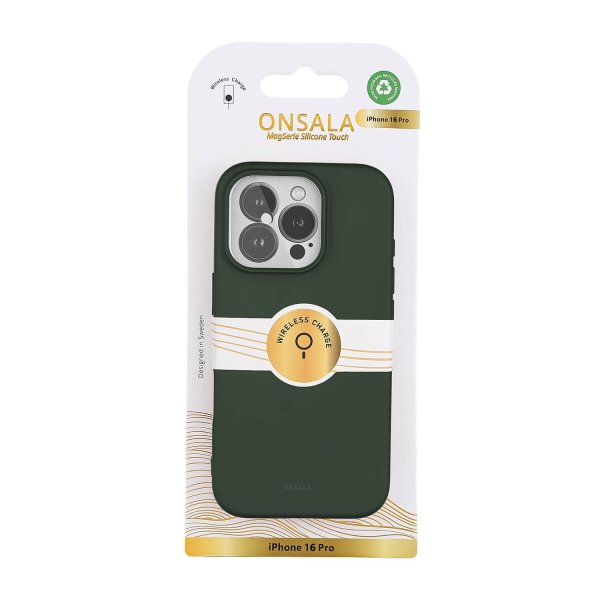 Onsala iPhone 16 Pro Skal Silikonkänsla Olive Green