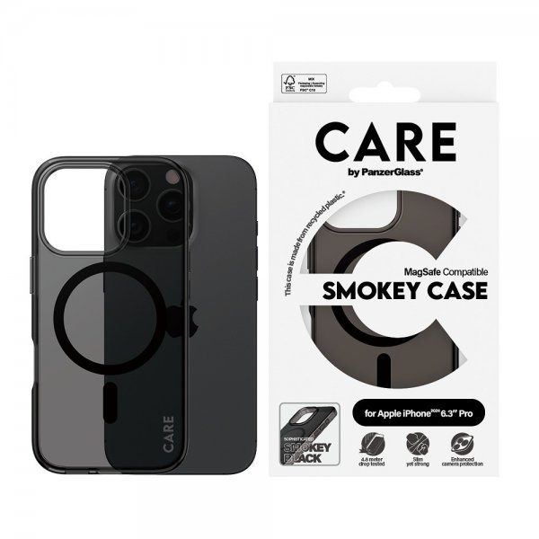 CARE by PanzerGlass iPhone 16 Pro Skal Smokey MagSafe Svart