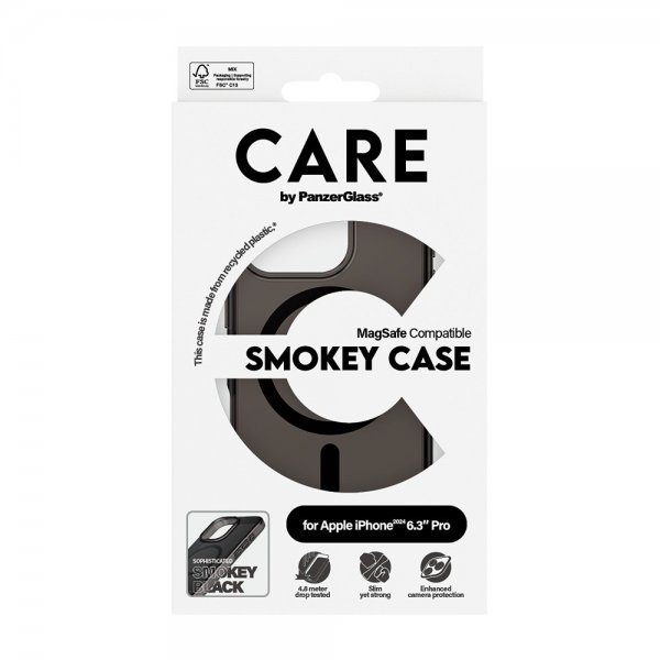 CARE by PanzerGlass iPhone 16 Pro Skal Smokey MagSafe Svart