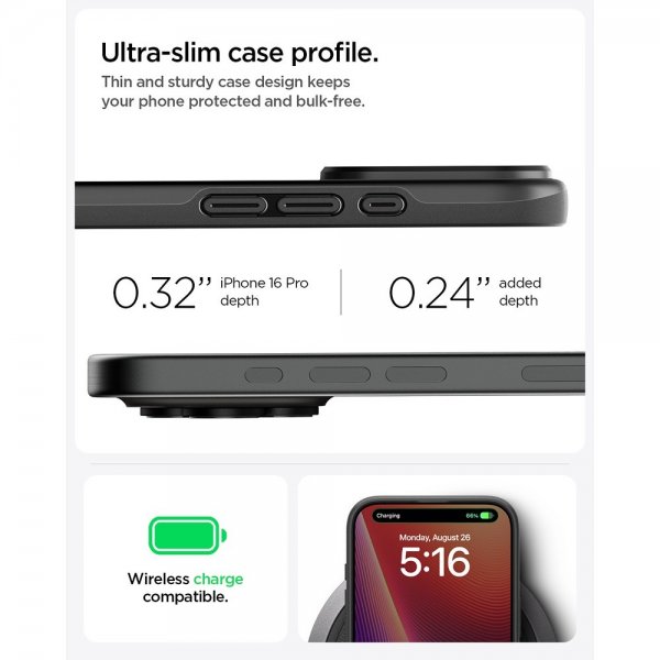 Spigen iPhone 16 Pro Skal Thin Fit MagFit Svart