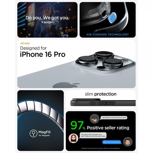 Spigen iPhone 16 Pro Skal Thin Fit MagFit Svart