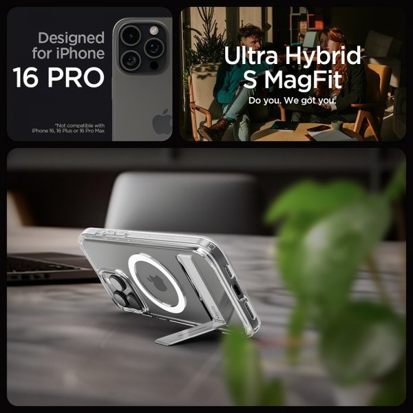 Spigen iPhone 16 Pro Skal Ultra Hybrid S MagFit Crystal Clear