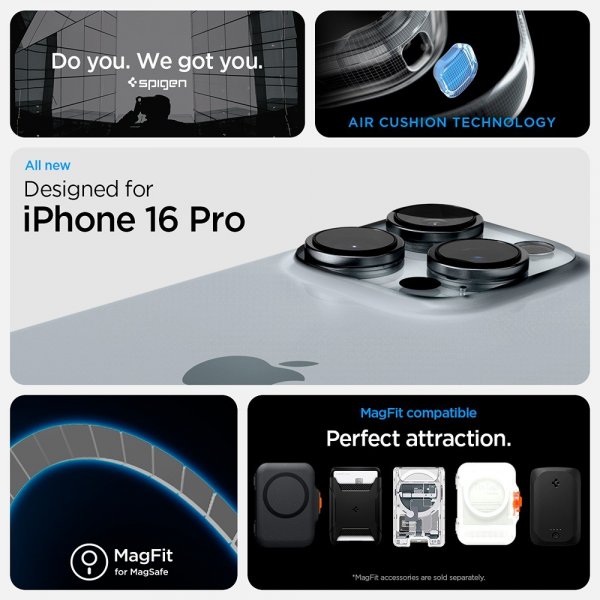 Spigen iPhone 16 Pro Skal Ultra Hybrid Zero One MagFit Natural Titanium