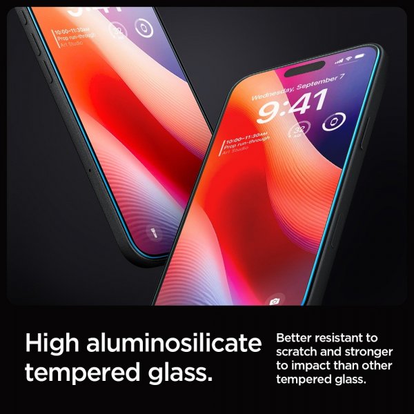 Spigen iPhone 16 Pro/iPhone 17/17 Pro Skärmskydd GLAS.tR EZ Fit 2-pack