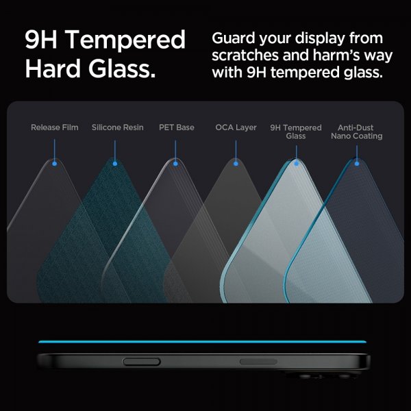Spigen iPhone 16 Pro/iPhone 17/17 Pro Skärmskydd GLAS.tR EZ Fit 2-pack