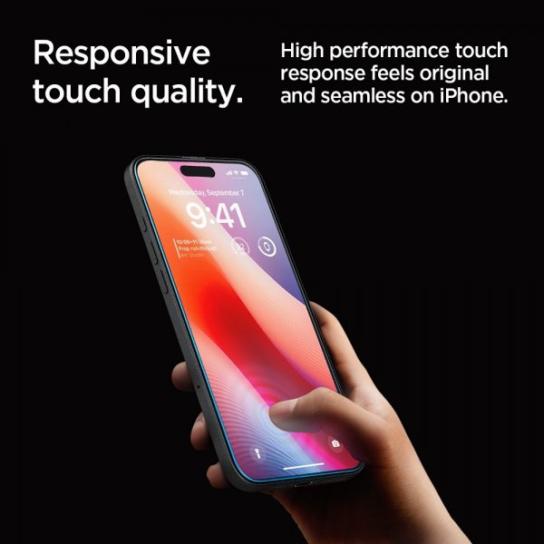 Spigen iPhone 16 Pro/iPhone 17/17 Pro Skärmskydd GLAS.tR EZ Fit 2-pack