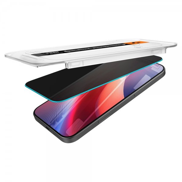 Spigen iPhone 16 Pro/iPhone 17/17 Pro Skärmskydd GLAS.tR EZ Fit Privacy 2-pack