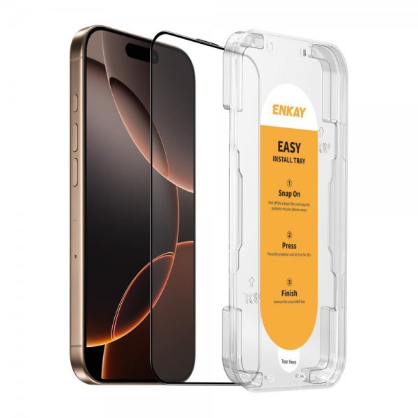 Enkay iPhone 16 Pro Skärmskydd med Monteringsram Easy Install