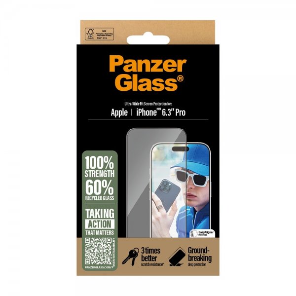 PanzerGlass iPhone 16 Pro Skärmskydd Ultra-Wide Fit EasyAligner