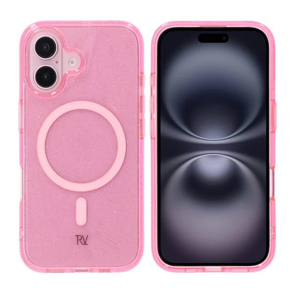 Rvelon iPhone 16 Skal Glitter MagSafe Rosa