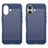 iPhone 16 Skal Borstad Kolfibertextur Blå