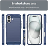iPhone 16 Skal Borstad Kolfibertextur Blå