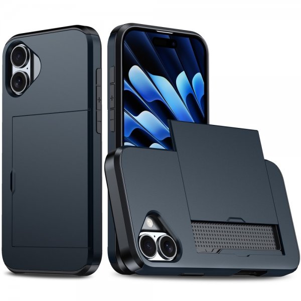 iPhone 16 Skal Card Slide Blå
