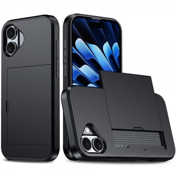 iPhone 16 Skal Card Slide Svart