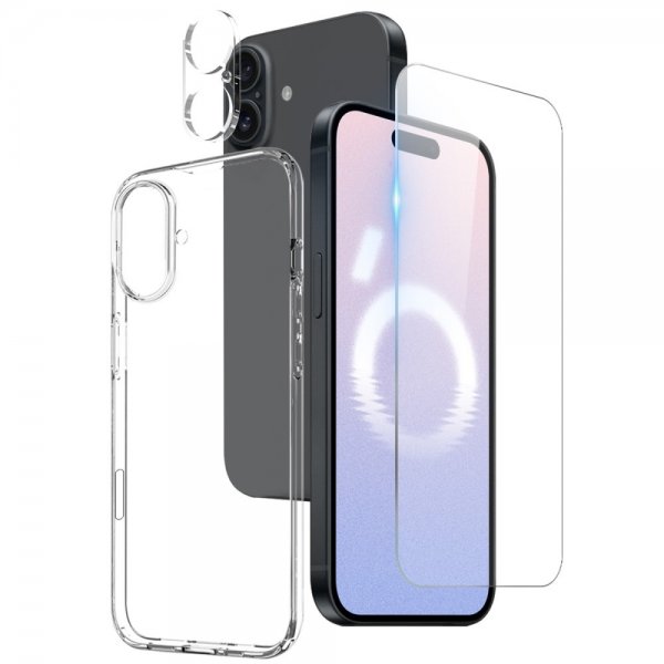 Northjo iPhone 16 Skal med Skärmskydd och Kameraskydd 3-i-1