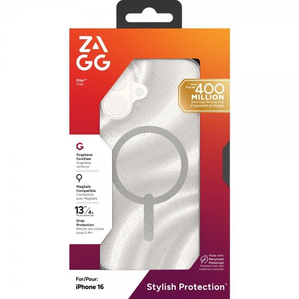 ZAGG iPhone 16 Skal Milan Snap Swirl Glitter