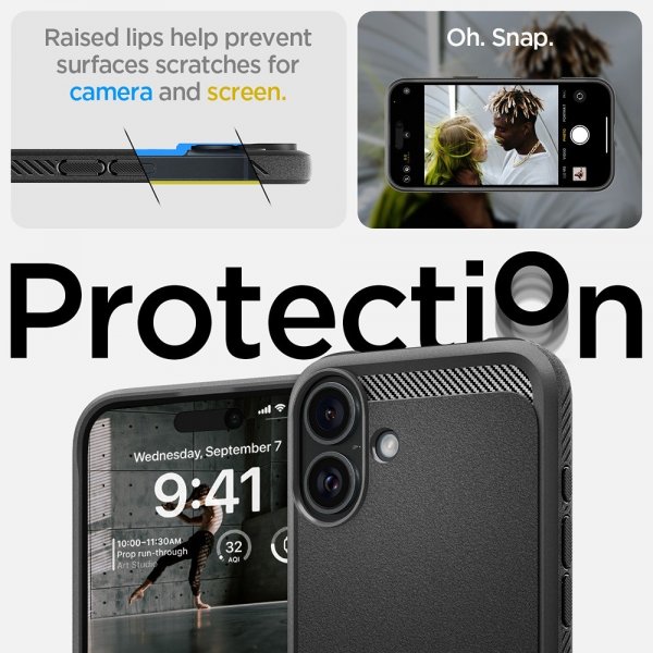 Spigen iPhone 16 Skal Rugged Armor MagFit Matte Black
