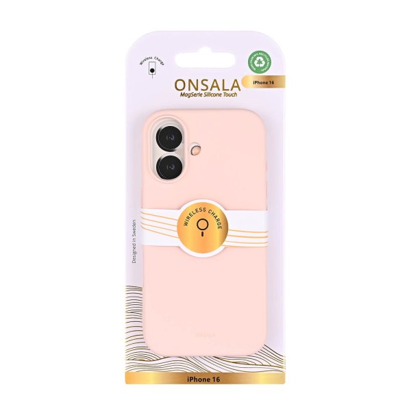 Onsala iPhone 16 Skal Silikonkänsla Chalk Pink