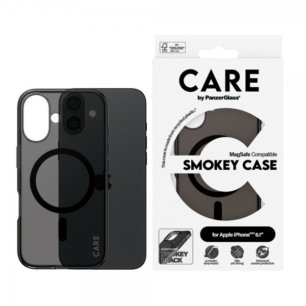 CARE by PanzerGlass iPhone 16 Skal Smokey MagSafe Svart