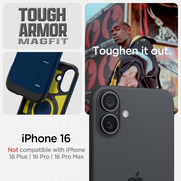 Spigen iPhone 16 Skal Tough Armor MagFit Navy Blue