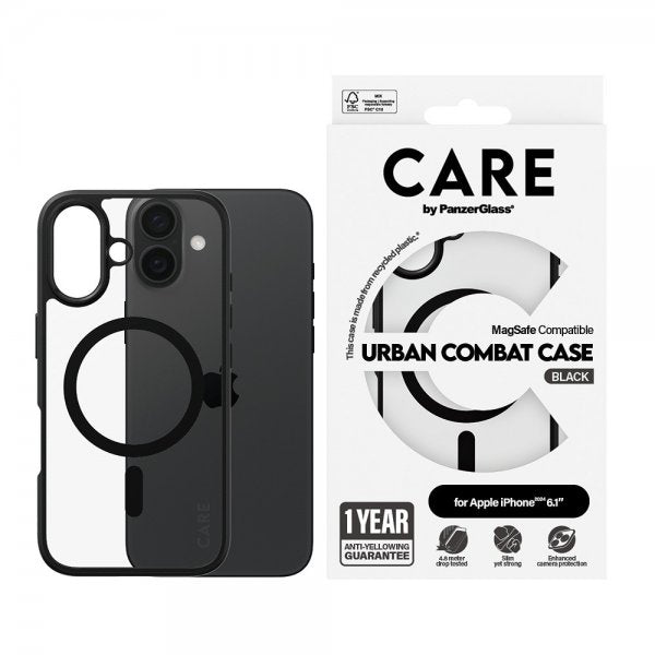 CARE by PanzerGlass iPhone 16 Skal Urban Combat MagSafe Svart