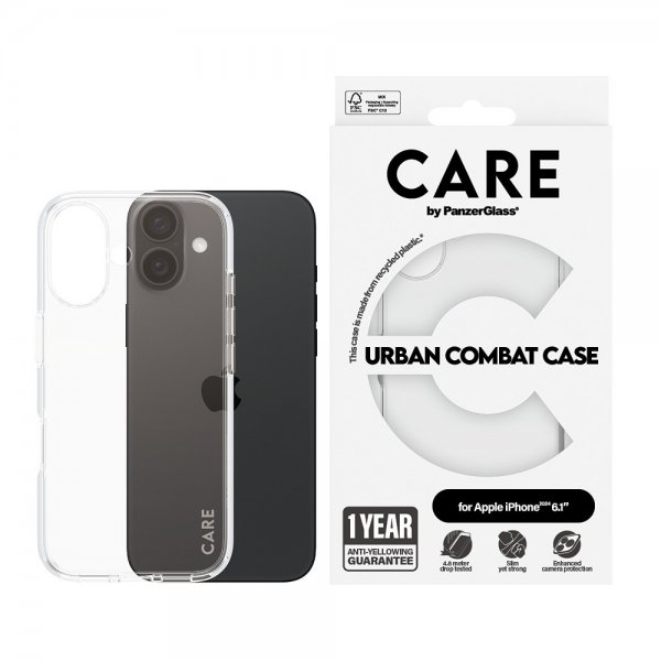 CARE by PanzerGlass iPhone 16 Skal Urban Combat Transparent