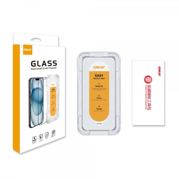 Enkay iPhone 16 Skärmskydd med Monteringsram Easy Install