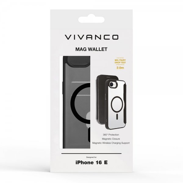 Vivanco iPhone 16e/17e Fodral Mag Wallet Svart
