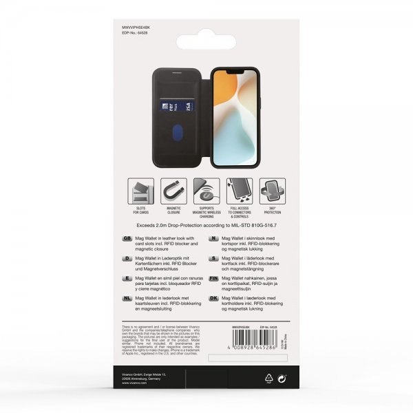 Vivanco iPhone 16e/17e Fodral Mag Wallet Svart