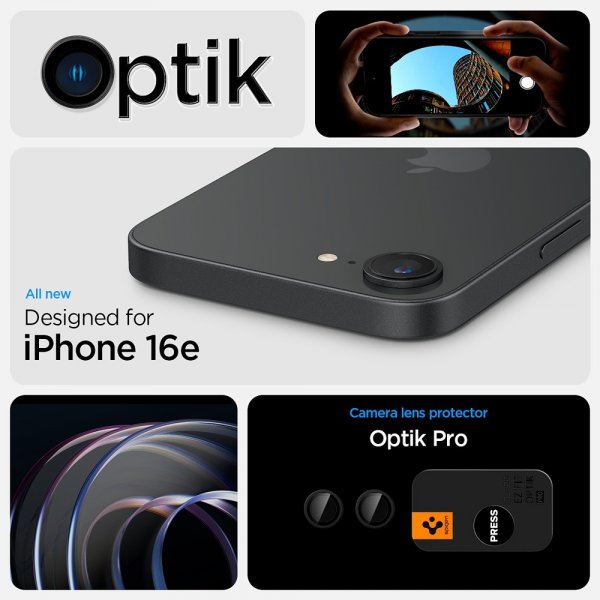Spigen iPhone 16e/17e Kameraskydd GLAS.tR EZ Fit Optik Pro 2-pack