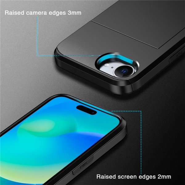 iPhone 16e/17e Skal Card Slide Svart