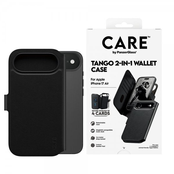 CARE by PanzerGlass iPhone Air Fodral Tango Two-in-One Wallet MagSafe Svart