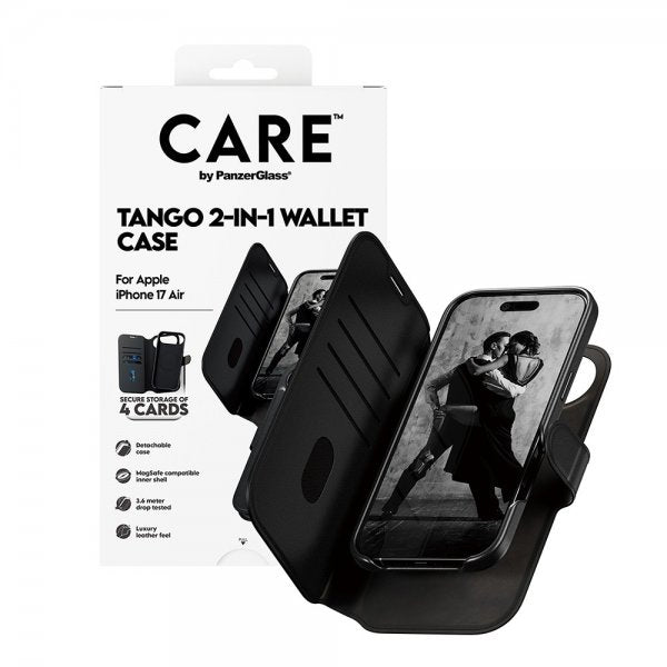 CARE by PanzerGlass iPhone Air Fodral Tango Two-in-One Wallet MagSafe Svart