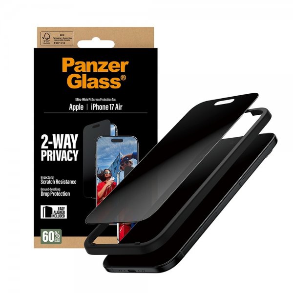 PanzerGlass iPhone Air Skärmskydd Ultra-Wide Fit Privacy EasyAligner
