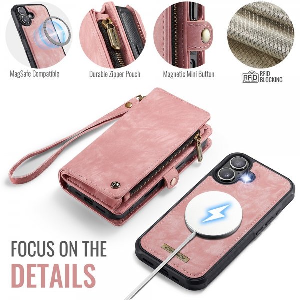 CaseMe iPhone 17 Fodral 008 Series Löstagbart Skal Rosa