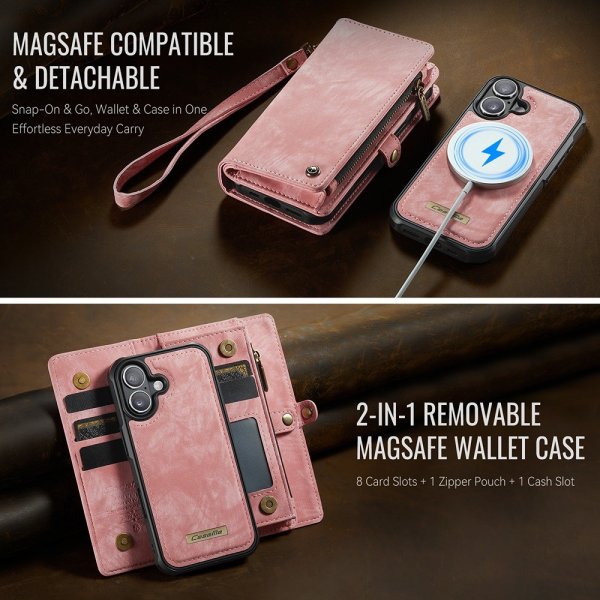 CaseMe iPhone 17 Fodral 008 Series Löstagbart Skal Rosa