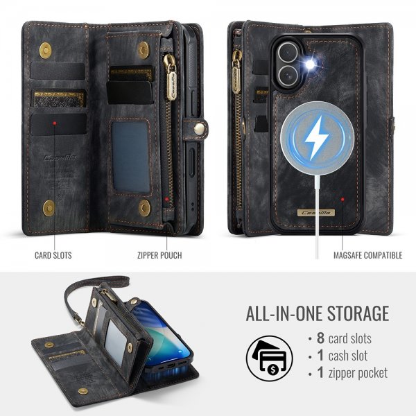 CaseMe iPhone 17 Fodral 008 Series Löstagbart Skal Svart