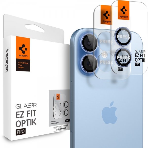Spigen iPhone 17 Kameraskydd GLAS.tR EZ Fit Optik Pro 2-pack Blå