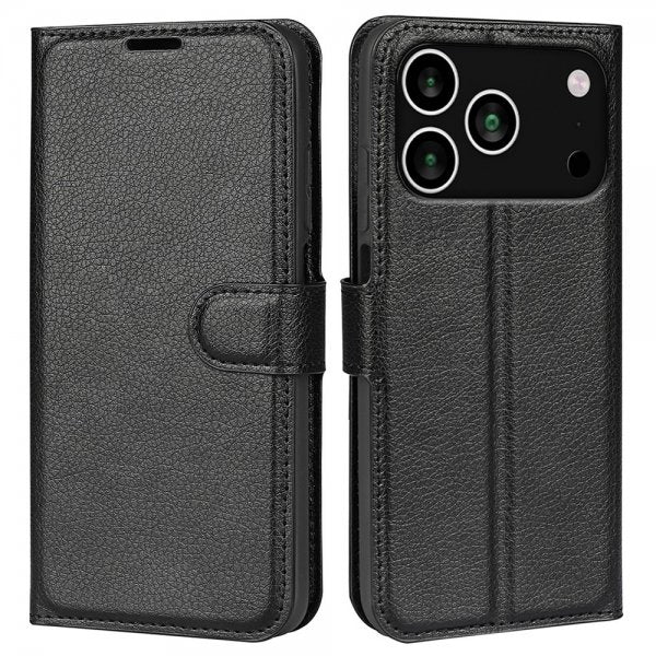 iPhone 17 Pro Fodral Litchi Svart