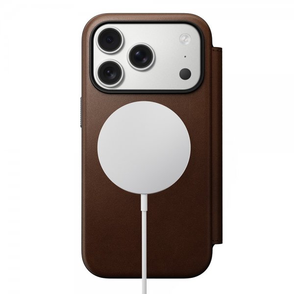 Nomad iPhone 17 Pro Fodral Modern Leather Folio Brun