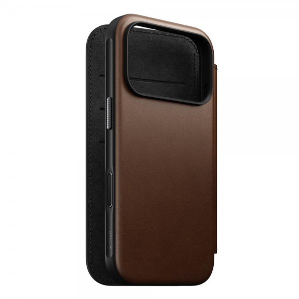 Nomad iPhone 17 Pro Fodral Modern Leather Folio Brun