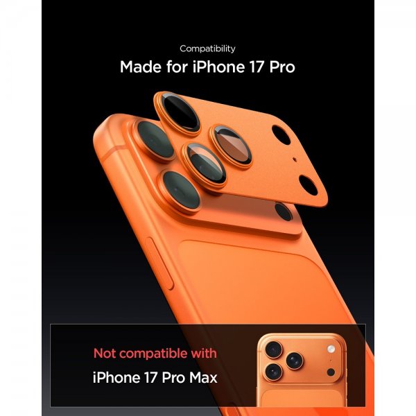 Spigen iPhone 17 Pro Kameraskydd Glas.tR EZ Fit Optik Pro XL Orange