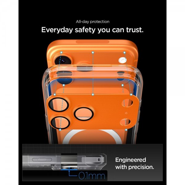 Spigen iPhone 17 Pro Kameraskydd Glas.tR EZ Fit Optik Pro XL Orange