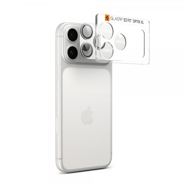 Spigen iPhone 17 Pro Kameraskydd Glas.tR EZ Fit Optik Pro XL Silver