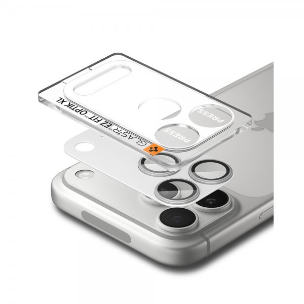 Spigen iPhone 17 Pro Kameraskydd Glas.tR EZ Fit Optik Pro XL Silver