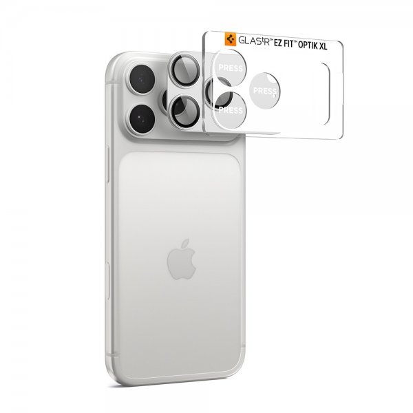 Spigen iPhone 17 Pro Kameraskydd Glas.tR EZ Fit Optik Pro XL Silver