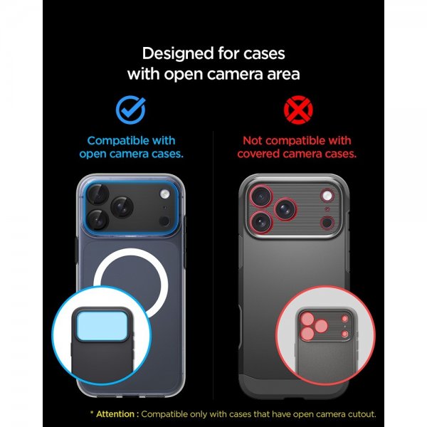 Spigen iPhone 17 Pro Kameraskydd Glas.tR EZ Fit Optik Pro XL Svart
