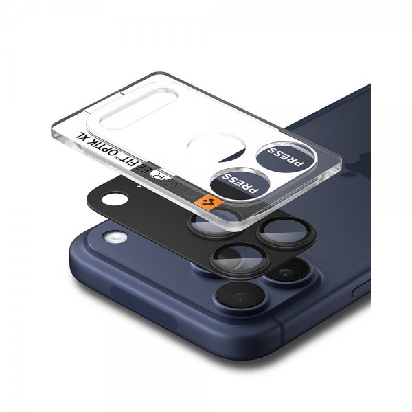 Spigen iPhone 17 Pro Kameraskydd Glas.tR EZ Fit Optik Pro XL Svart