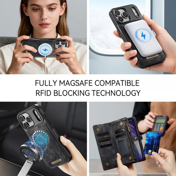 CaseMe iPhone 17 Pro Max Fodral 008 Series Löstagbart Skal Svart